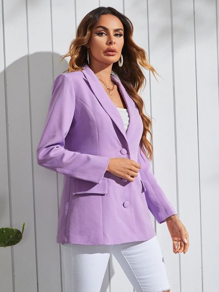 

solid button front blazer p5ao#, White;black