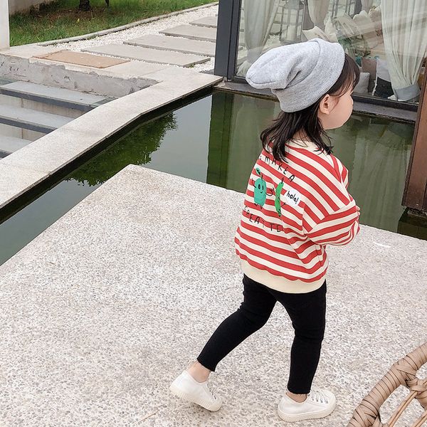 

autumn kids cartoon striped sweatshirts boys girls cotton banana embroidery fleeces lj200812, Black
