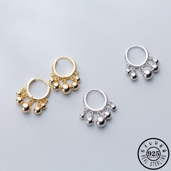 

925 sterling silver малого круглого шара кулон цвет золото гальванических обручи пирсинг серьга ухо кольцо изящное ювелирные изделия для жен, Golden;silver