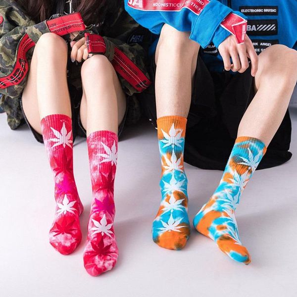 

1 pairs high-quality tie-dyed socks long fashion socks men skateboard hiphop meias women couple, Black