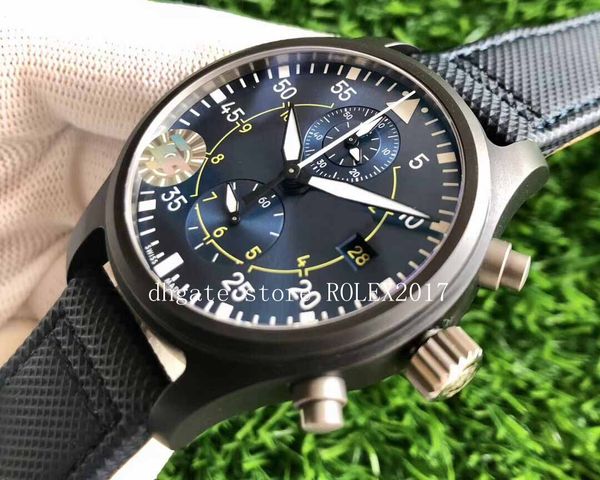 ZF Factory Mens 7750 хронограф секундомер 44 мм часы мужская водонепроницаемая керамика чемунальный день 388002 кожаные ткани спортивные титановые часы