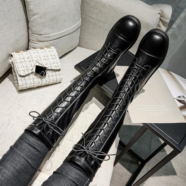 

boots back zipper female joker online celebrity skinny strap elastic women's shoes size 41-43 fashion, Black