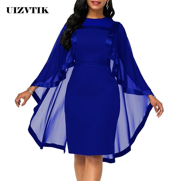 

summer autumn dress women casual plus size slim patchwork mesh office bodycon dresses vintage elegant party dresses t200107, White;black