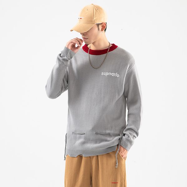 

2021 new fashion o-neck black sweater men's oversize pull hip hop streetwear -5xl long sleeves pullover for autumn spring winter rxar, White;black