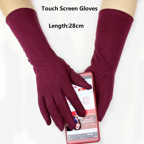 

winter women knitted gloves touch screen gloves 28cm long knit mittens of cotton high elastic sleeve for winter autumn, Blue;gray