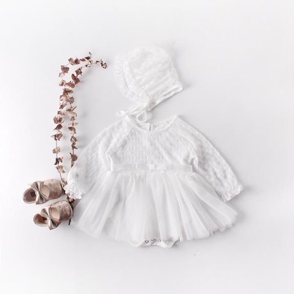 

girl's dresses 0-24m lovely baby girls dress spring and autumn babies hundred-day white lace romperwith hat1, Red;yellow