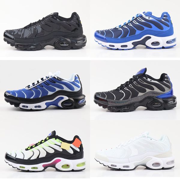 

2020 new original kids tn shoes new designs fashion mens tns sneakers breathable mesh tn plus chaussures sports trainers shoes, Black;red