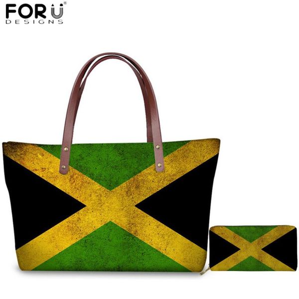 

forudesigns jamaica flag pattern shoulder bags set luxury women multifunction handle bag clutch wallets for ladies handbags