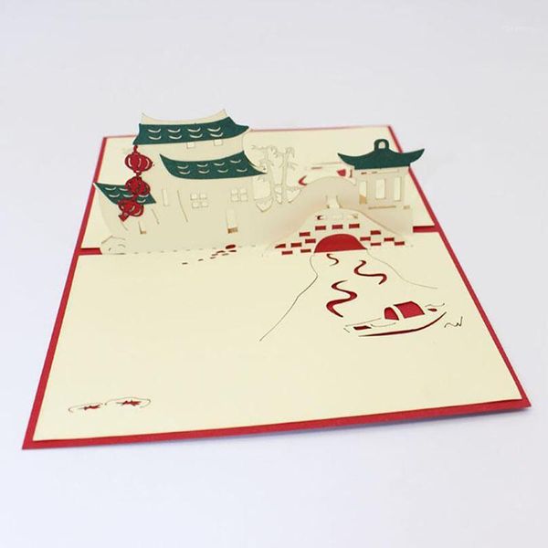 

new creative creative 3d stereo christmas greeting card jiangnan characteristic cottage blessing card christmas invitation1