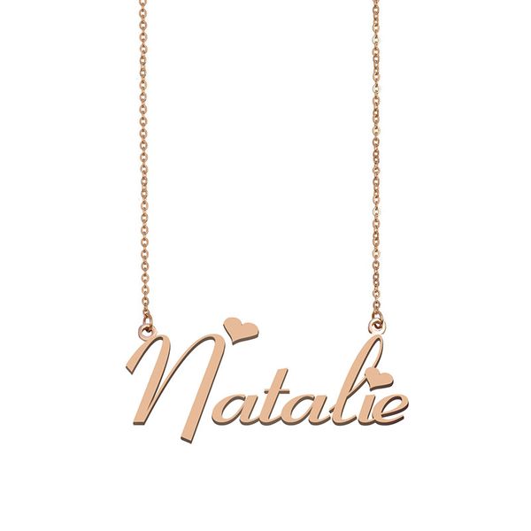 

natalie name necklace custom nameplate pendant for women girls birthday gift kids friends jewelry 18k gold plated stainless steel, Silver