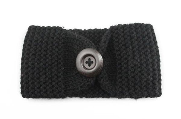 

turban knitted for warmer winter wool women button crochet knit stretch hair headwrap bow lady headband hairband accessories bbyulm, Black;brown