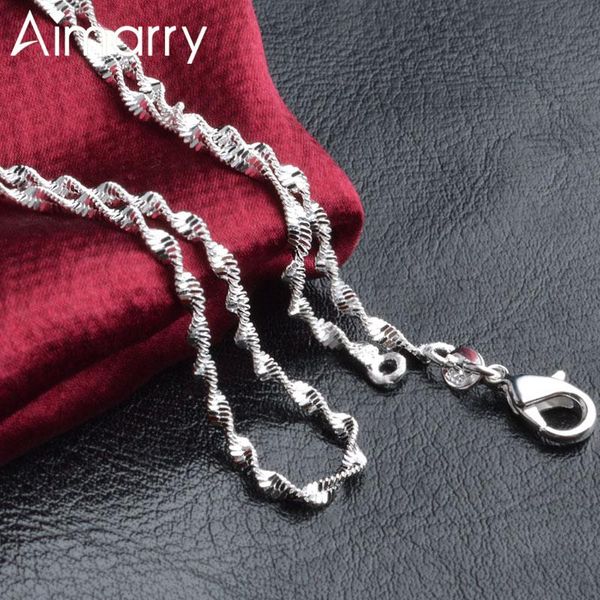 

aimarry 925 sterling silver charm jewelry 2mm water wave chain for women men anniversary wedding gifts fashion jewelry