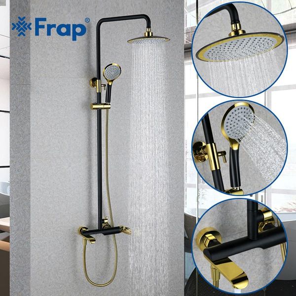 

1 black ванна luxury wall ручной кран tap распылитель frap y24001 ливень душ golden set смесители ванная комната с установленными на миксер