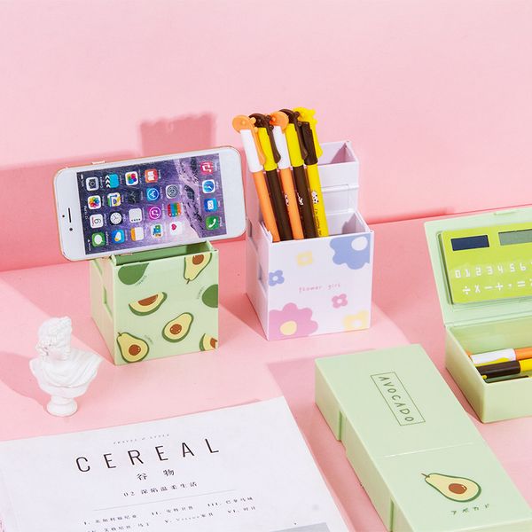 

detachable pen mobile phone storage holder office makeup brush plastic container desk organizer stationery pencil case