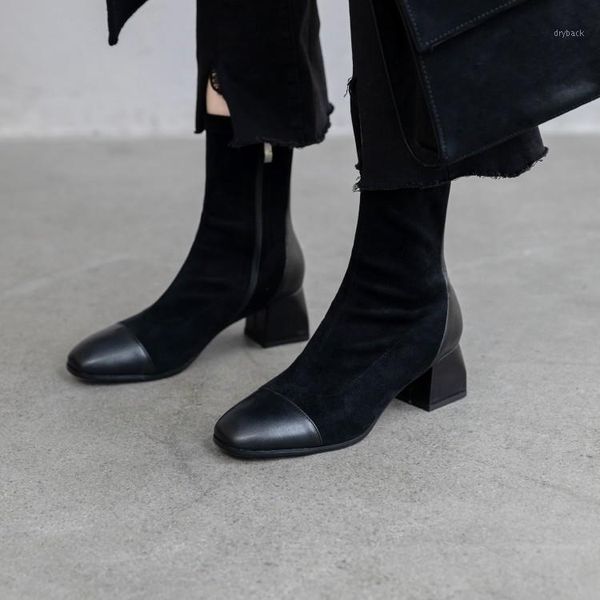 

boots big size 9 10 11 12boots women shoes ankle for ladies woman winter patchwork side zipper1, Black