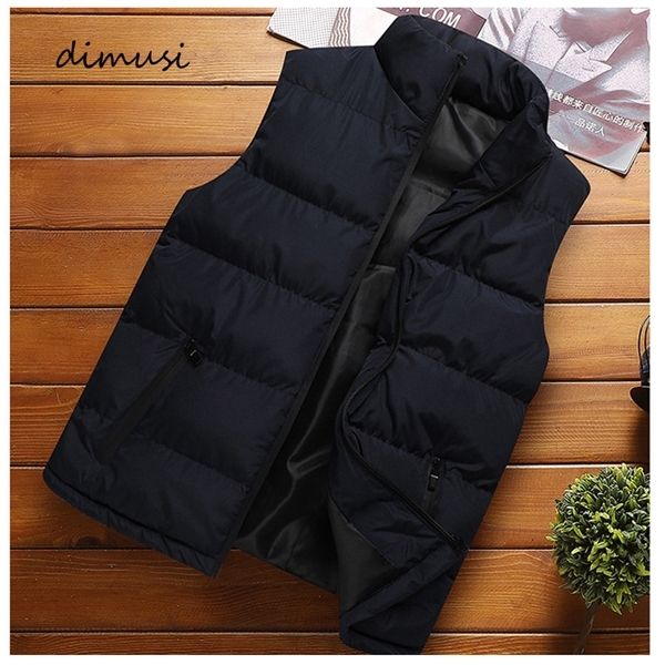 

dimusi mens jacket sleeveless winter fashion male cotton-padded vest coats men stand collar thicken waistcoats clothing 5xl c1001, Black;white