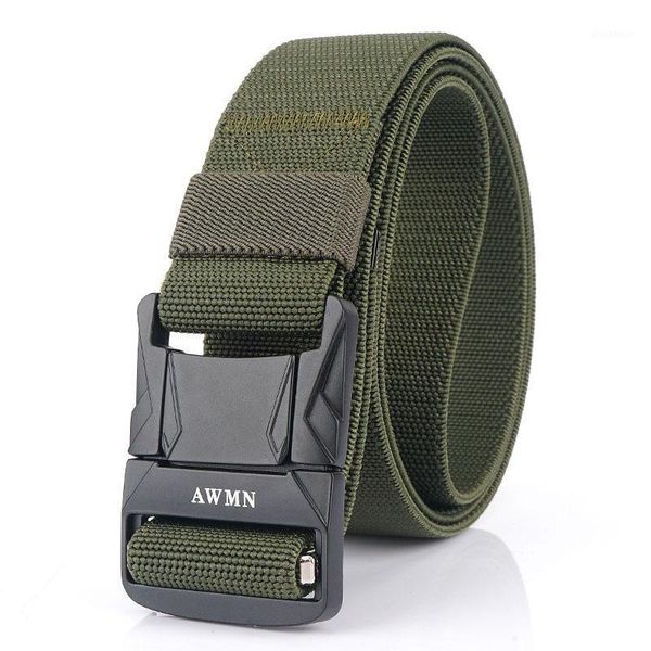 

waist support tactical belt 125cm punch design magnetic buckle soft real nylon outdoor hunting1, Black;gray
