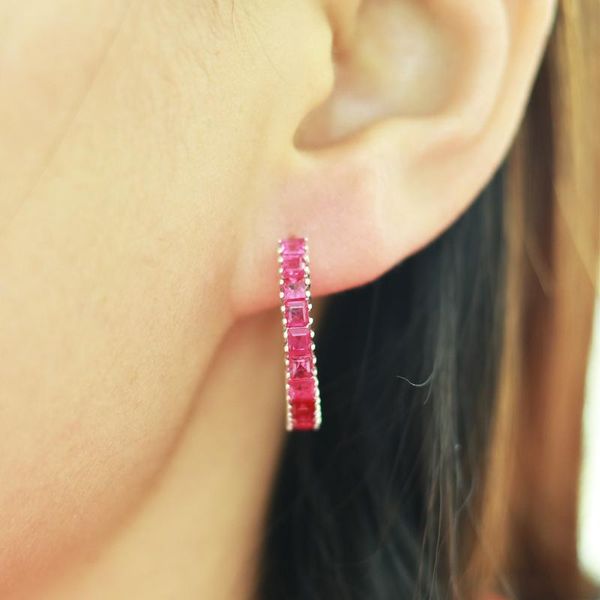 

mh jewelry women's noble earring fine jewelry 100% natural ruby gemstone earring 925 sterling silver engagement wedding gift, Golden;silver