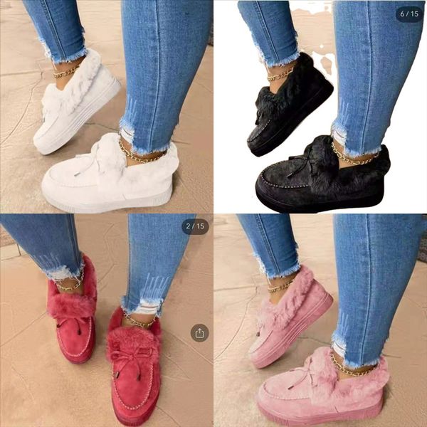 

tjxh1 new cotton snow boots long womens moon thick bottom home shoes plush warm mop cotton yarn antiskid shoes bag with cotton slippers in, Black