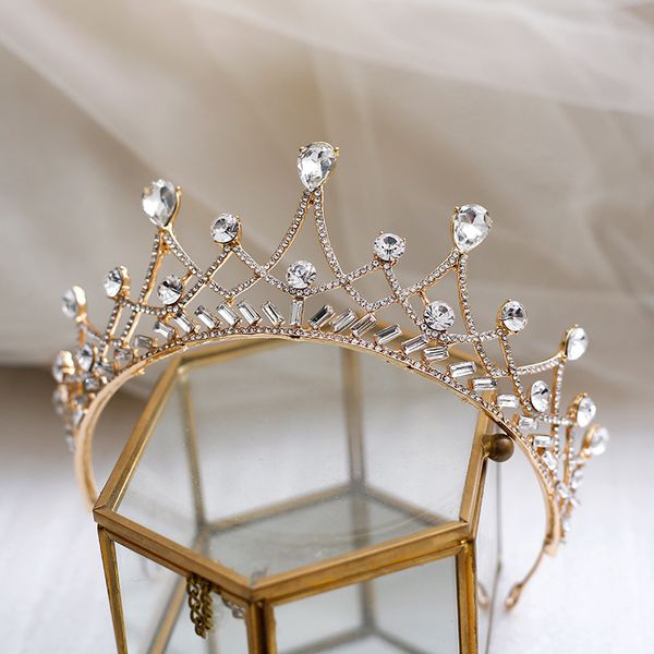 

mkorean 2020 new bridal crown headdress shining rhinestone hair atmosphere princess wedding dress accessories k, Silver