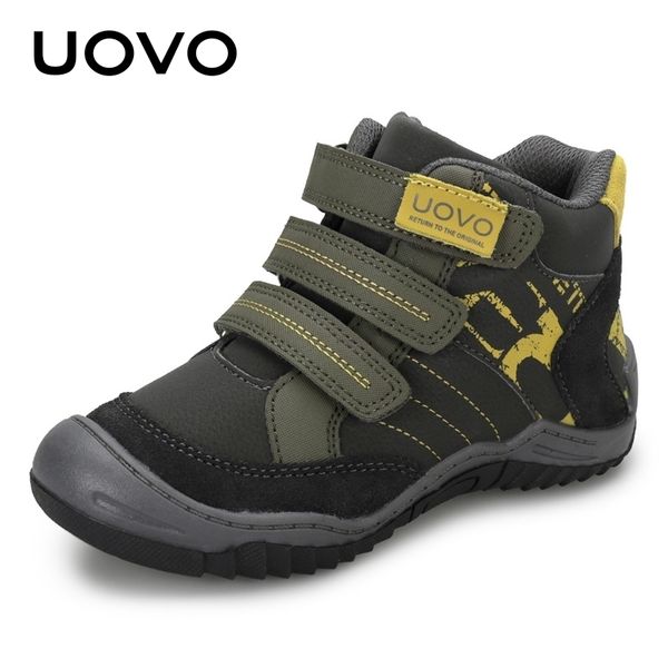

2020 uovo new arrival mid-calf boys shoes fashion kids sport shoes brand outdoor children casual sneakers for boys size #26-36 y200623, Black;red