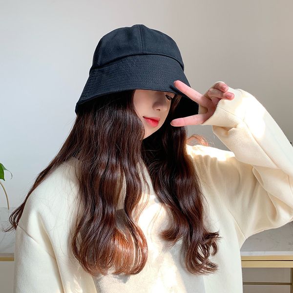 

beanie/skull caps cotton bucket hats women summer sunscreen hip hop hat men pure color sunbonnet fedoras outdoor fisherman beach kpop cap, Blue;gray
