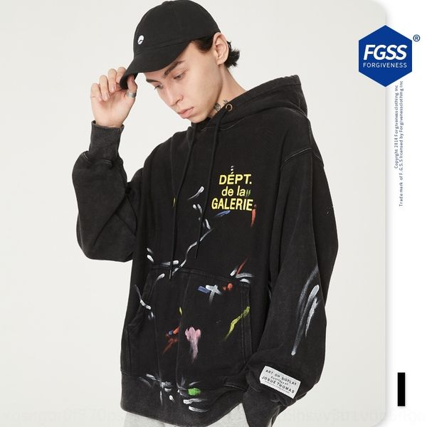 

mbkct fgss мужской одежды 2020 ручной росписью новых модная бренд sweatermen депт зима щетки мыть старый свитер для свитер галереи rca6m, Black