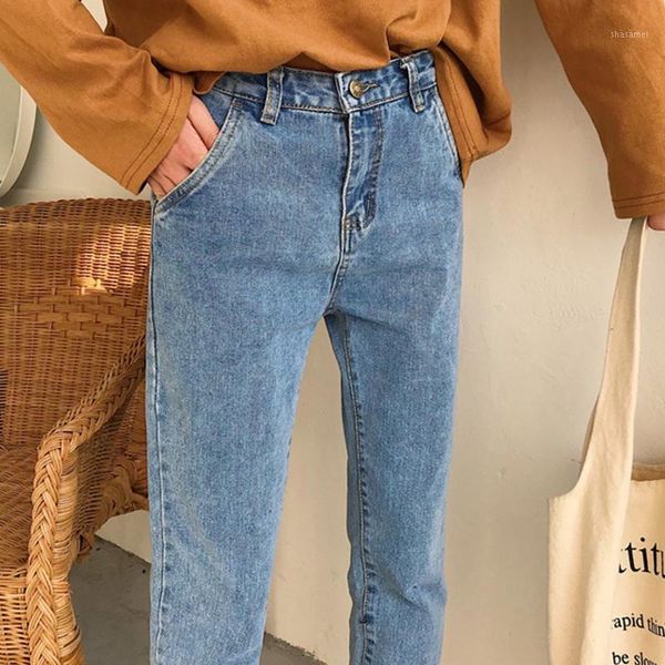 

women jeans denim pants 2019 spring summer high waist jeans straight pant trousers fashion female wild classic casual1, Blue