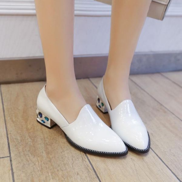 

большой размер 9  11 12 дамы на высоких каблуках женщины обувь женщина насосы заостренный глубокий толстый каблуках единственный ботинок, Black