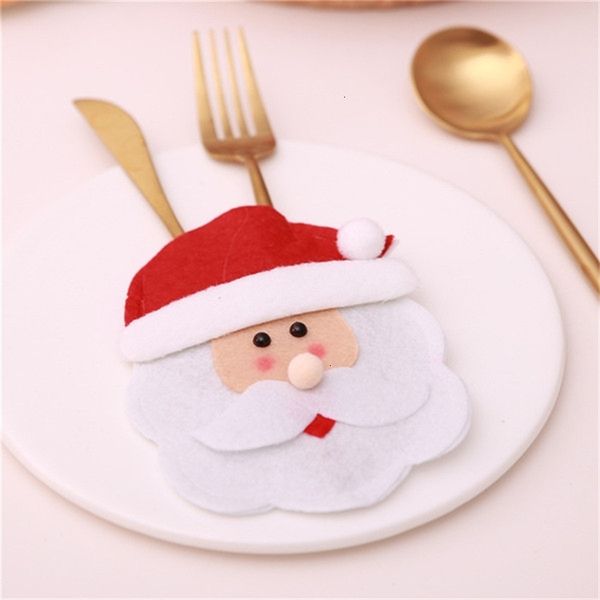 

new tableware christmas cartoon cutlery set santa claus knife fork holder party supplies deskdecoration a07