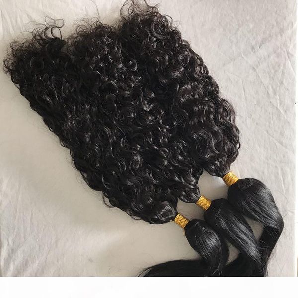 

raw indian virgin hair weaves water wave & straight braid in human hair bundles no tangle fdshine, Black