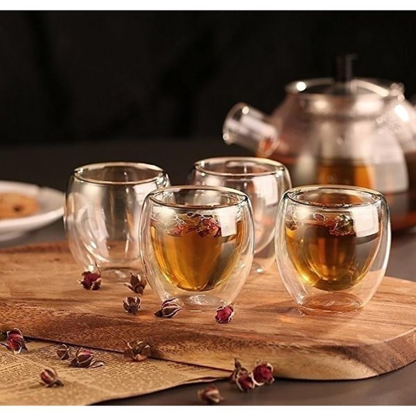 

100% new brand fashion 4pcs 80ml double wall insulated espresso cups drinking tea latte coffee mugs whiskey gl jlluoh lucky2005