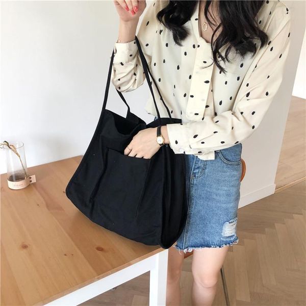 

women casual handbag totes canvas school book shoulder bag for teenage girls large capacity ladies shopping bags pouch