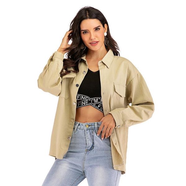 

women's jackets neatie kiddie khaki spring autumn casual basic jacket coat women clothes turn-down collar slim back letter embroider ou, Black;brown