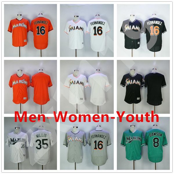 

marlins vintage baseball 8 andre dawson jersey 16 jose fernandez 35 dontrelle willis 94 bad bunny with puerto rican flag retire, Blue;black