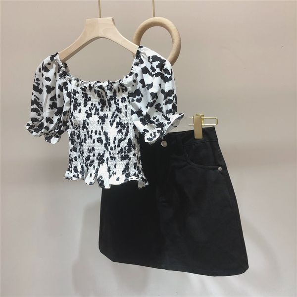 

kluul 2020 summer new set skirtpleated set chiffon high waist skirt skirt denim milk denim skirtfashion two-piece women's cjxuu, Gray
