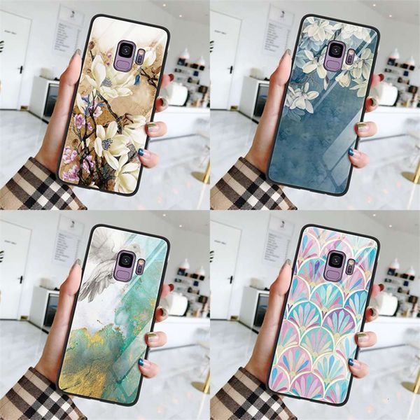 

setempered glass marble mobile phone samsung galaxy s8 s9 s10 plus s10e m10m20 a30 a40 a50 a70 note 8 9 tpu coke covervgt