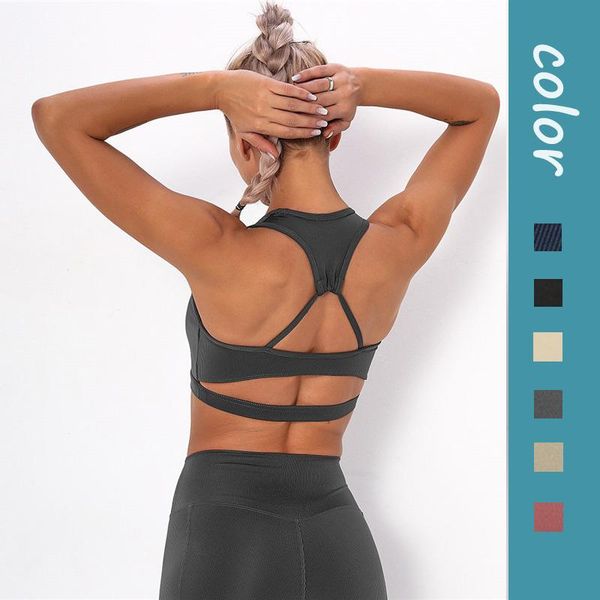 

gym clothing push up sports bras shockproof yoga backless training fitness tank high stretch running vest, White;black