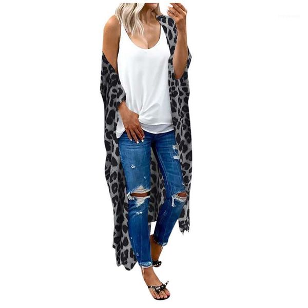 

fashion womens long sleeves leopard print cardigan smock blouse easy special casual durable daily1, Tan;black
