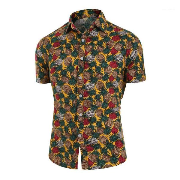 

kancoold shirt men's summer hawaii printed splicing pattern fashion lapel button short sleeve camicia blouse shirts for men jun11, White;black