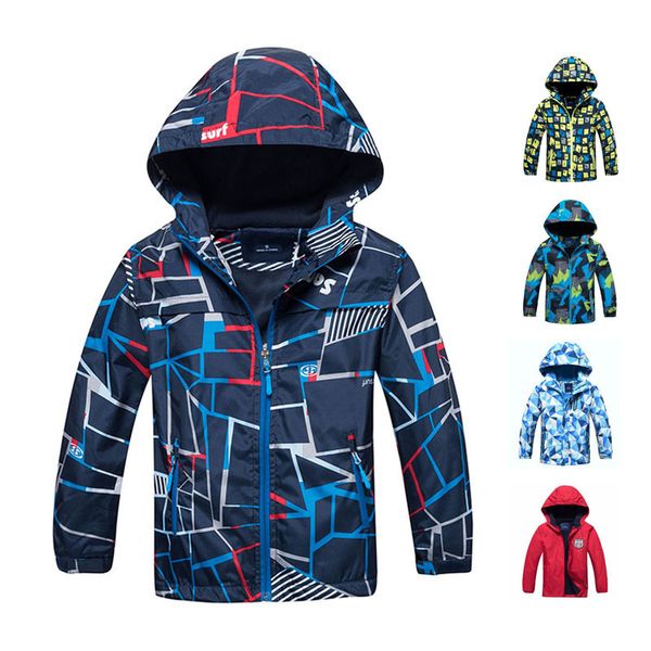 

spring autumn boys jacket waterproof windproof children outerwear warm polar fleece coat hoodie baby kids clothes lj200815, Blue;gray