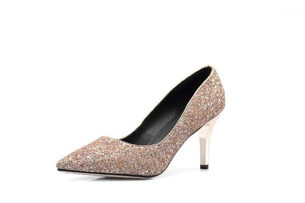 

in 2020 the spring and autumn period and the fine with high heels pointed sequins 32-42 size shallow mouth bride1, Black