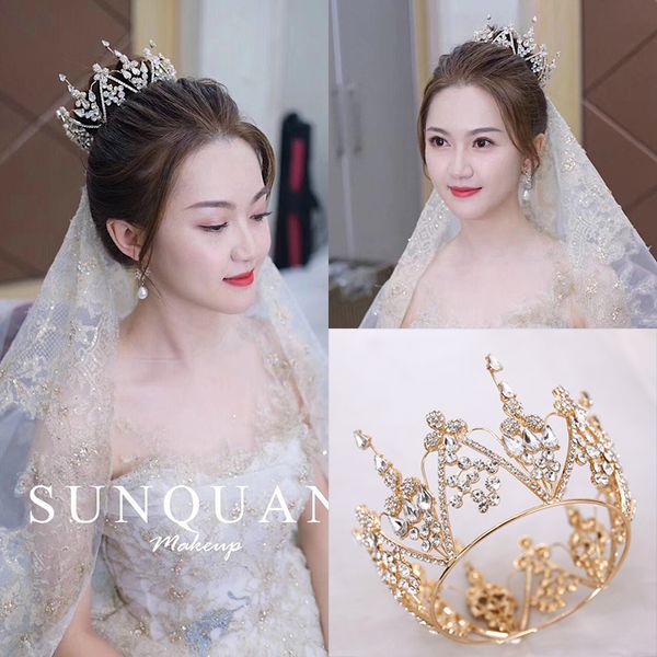 

bridal headdress 2020 japan and south korea new luxury atmosphere golden xianmei crown wedding dress accessories, Silver