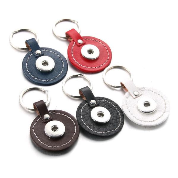 

5 colors round pu leather snap button keychain snap jewelry keyring fit diy 18mm snap button jewelry key cha bbytop