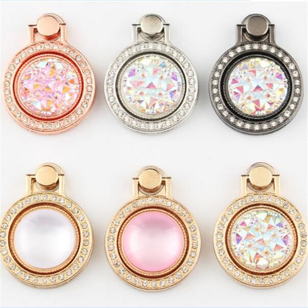 

wholesale round metal diamond finger ring smartphone stand holder mobile phone holder stand for iphone huawei all phone