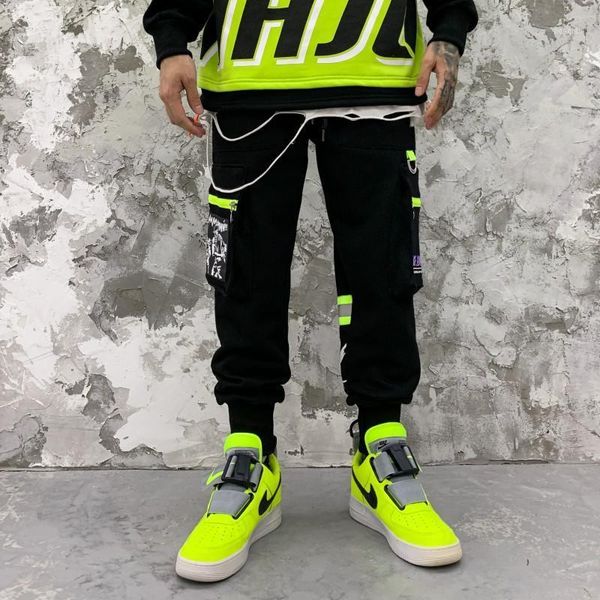 

2020 trend new men's casual sports pants hip-hop loose beam trousers men's winter cotton thickened trousers1, Black