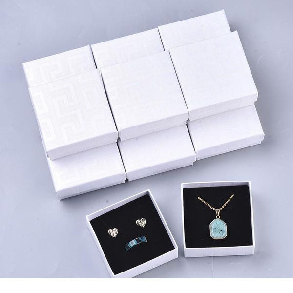 

12pcs cardboard jewelry boxes for pendant & earring & ring with sponge inside square red black white 7.5x7 jllcsx