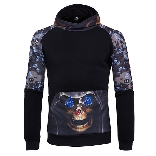 

new spring and autumn hoodie, men's side printed pullover long sleeve hoodie, Black