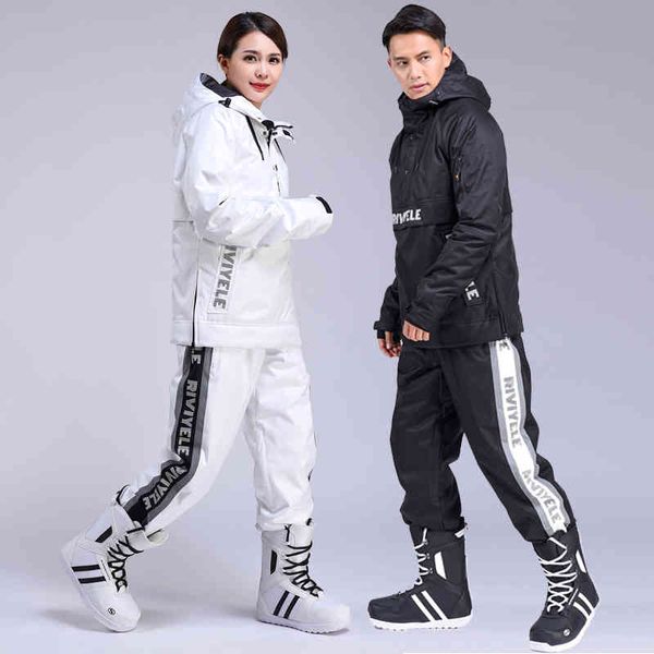 

2021 new men women couple ski suit warm winter hoodie set windproof waterproof jacket and pants ing snowboard unisex, Gray