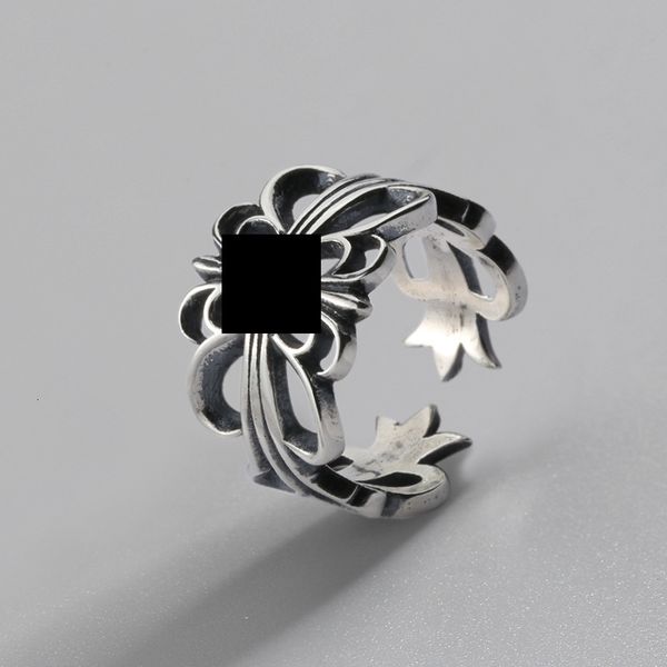 

accessories s925 thai silver cross flower ring for men and women